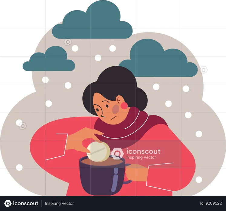 Woman Suffers from seasonal depression  Illustration