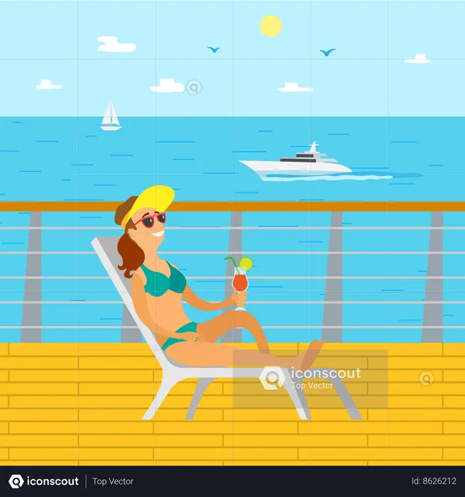 Woman sunbathing  Illustration
