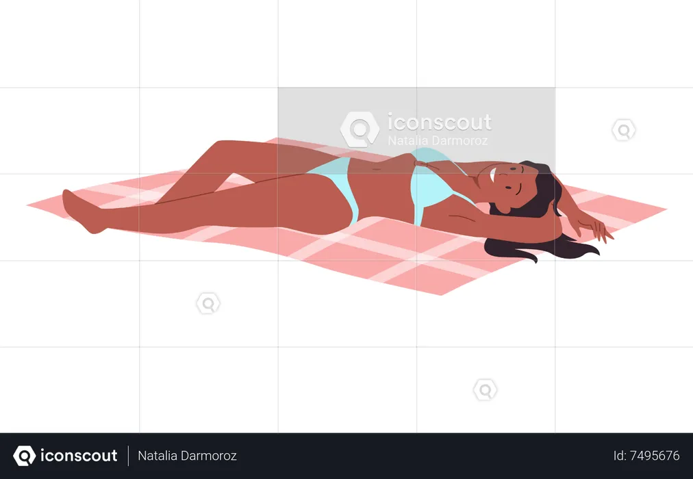 Woman sunbathing  Illustration