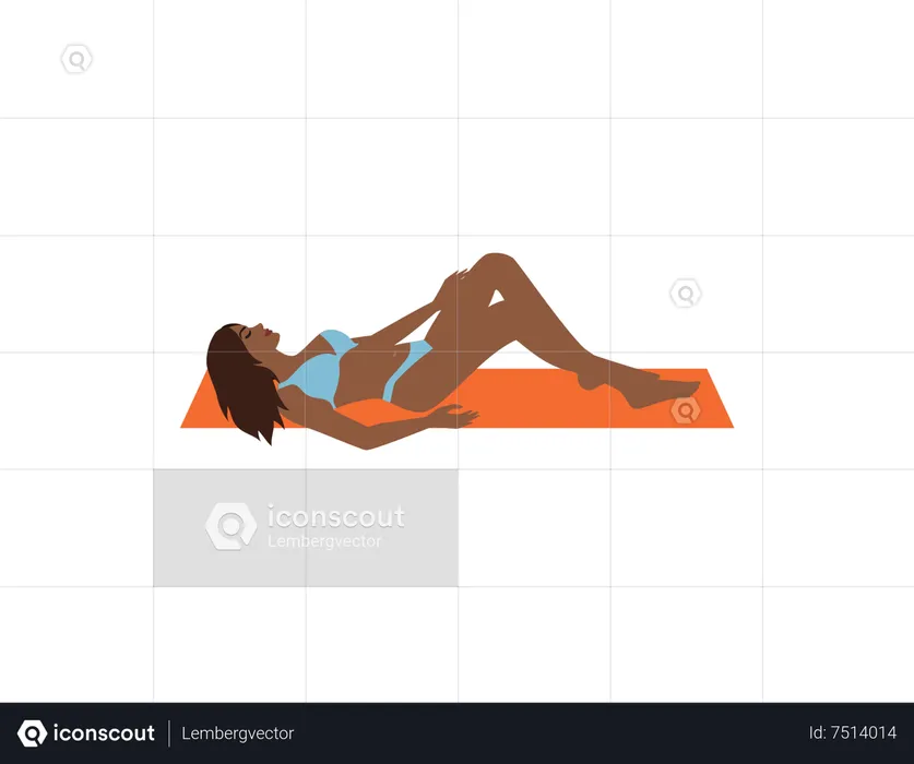 Woman sunbathing at beach  Illustration