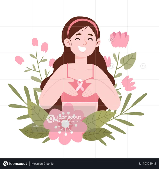 Woman supporting breast cancer awareness  Illustration