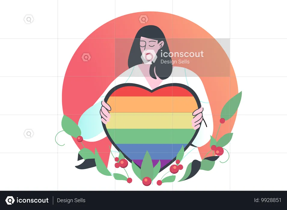 Woman supports LGBT community  Illustration