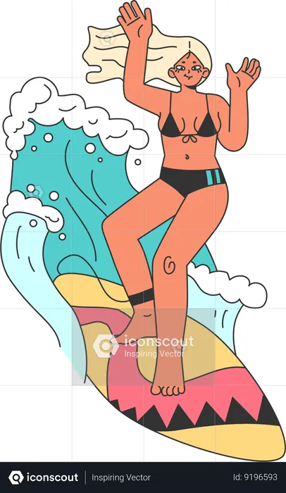 Woman surfing  Illustration