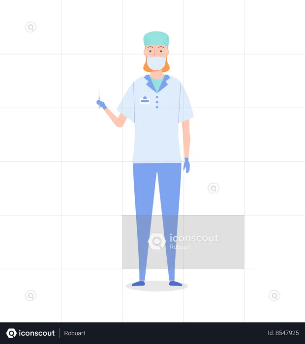 Woman surgeon standing in medical uniform  Illustration