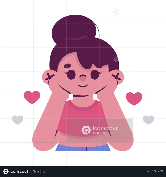 Woman surrounded by love  Illustration