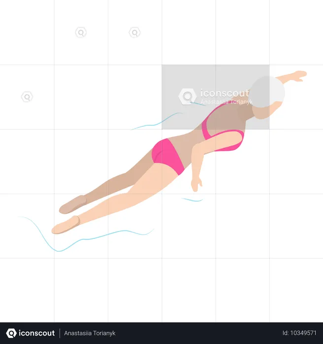 Woman Swimmer swimming in swimming pool  Illustration