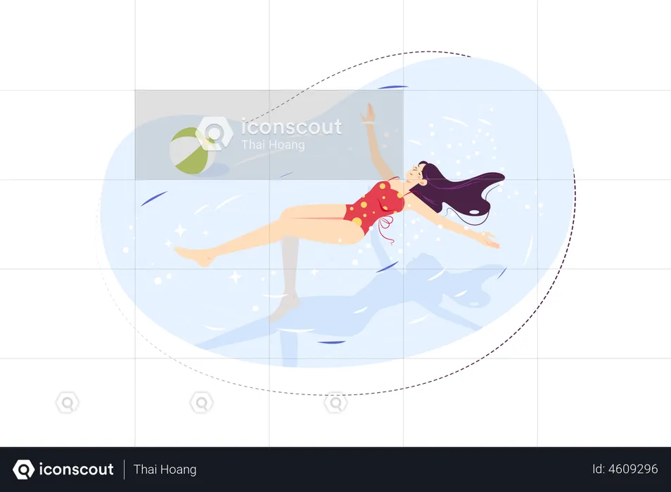 Woman swimming in swimming pool  Illustration