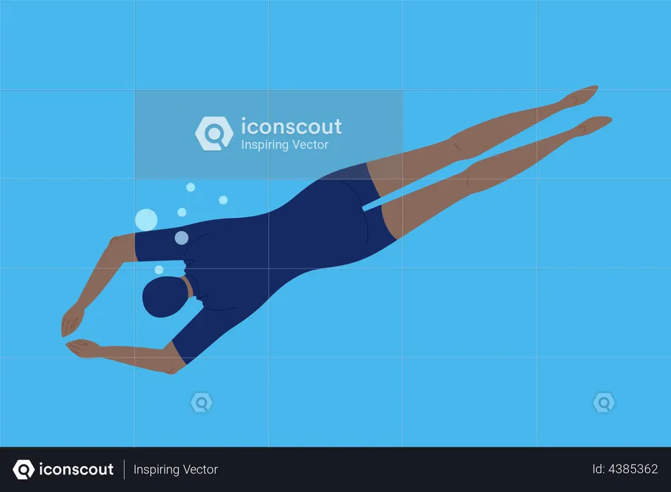 Woman swimming in swimming pool  Illustration