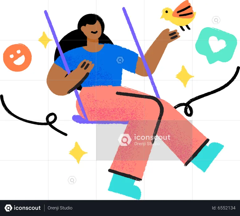 Woman swinging on the swing  Illustration