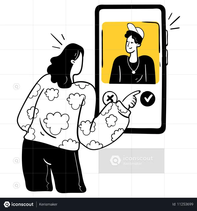 Woman swiping online  Illustration