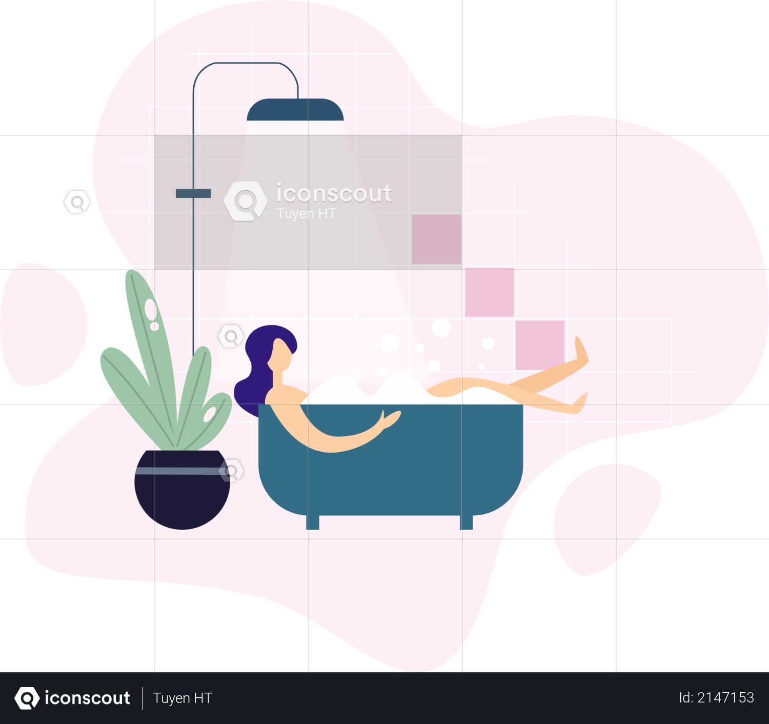 Woman taking a bath Illustration