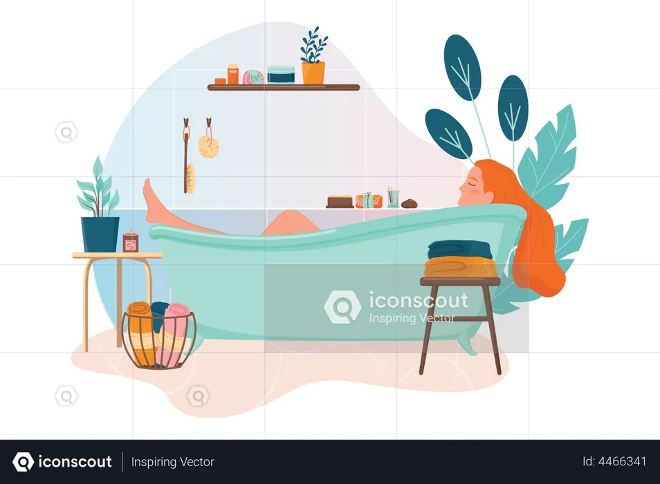 Woman taking a bath  Illustration