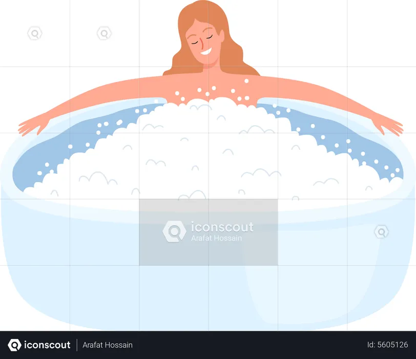 Woman Taking Bath  Illustration