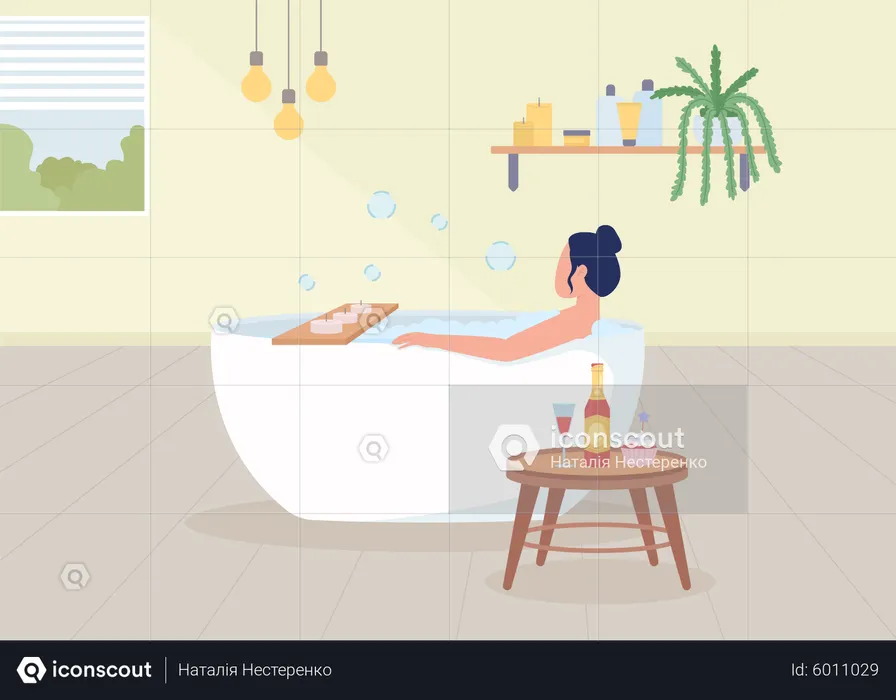 Woman taking bath  Illustration