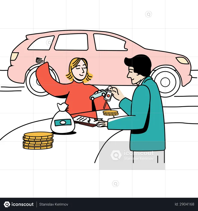 Woman taking car loan  Illustration