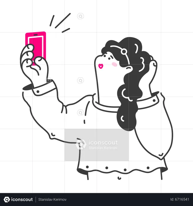 Woman taking fashionable selfies  Illustration