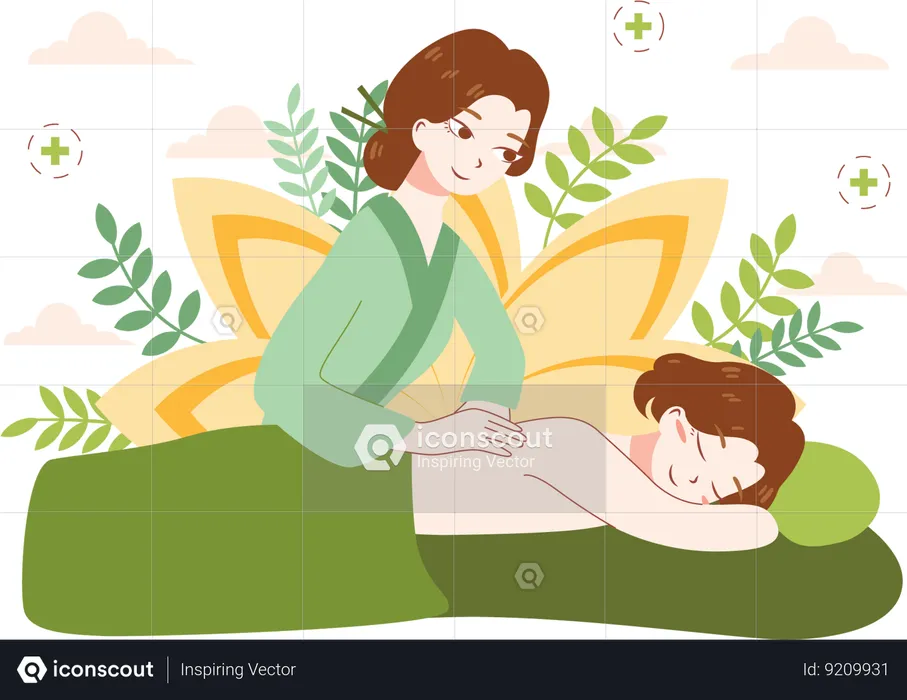 Woman taking massage  Illustration