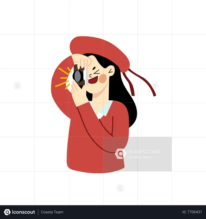 Woman taking picture  Illustration