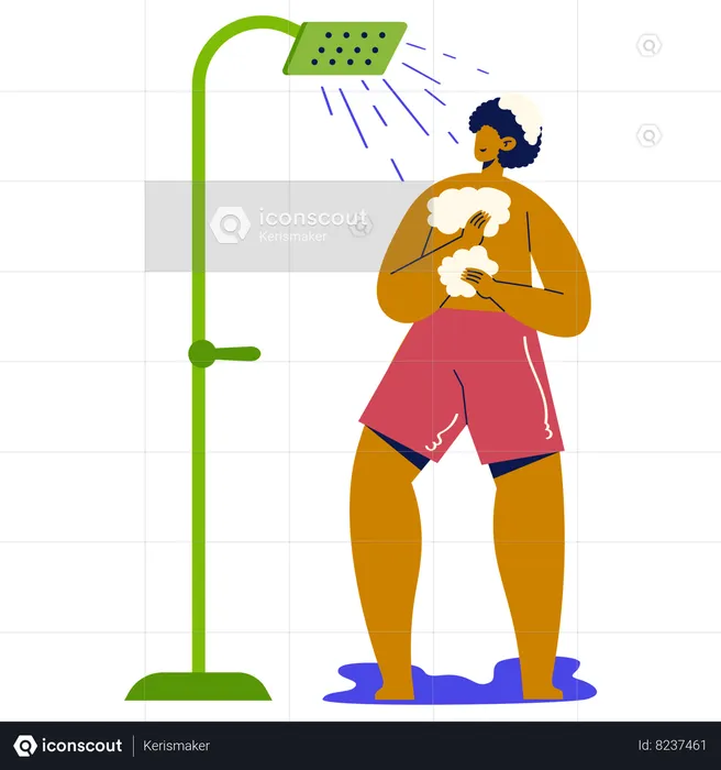 Woman taking shower  Illustration