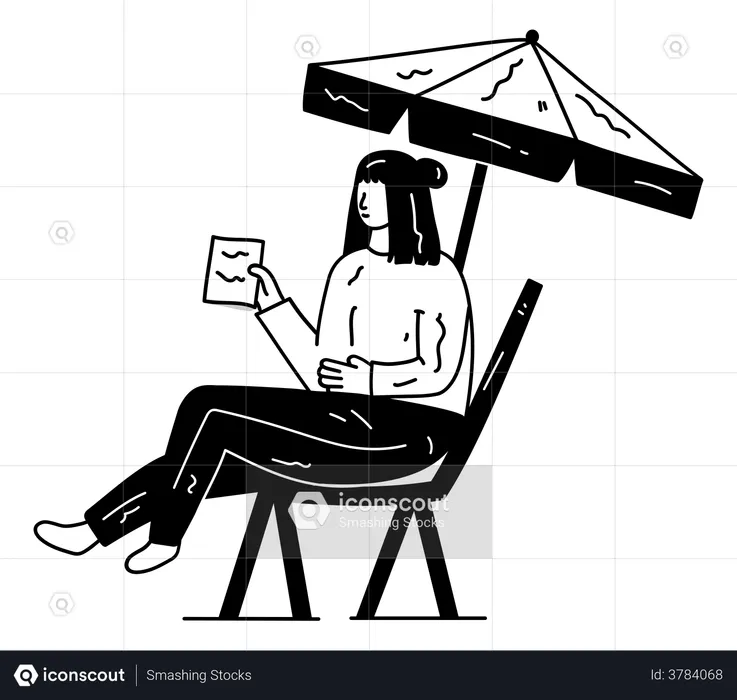 Woman Taking Sunbath  Illustration
