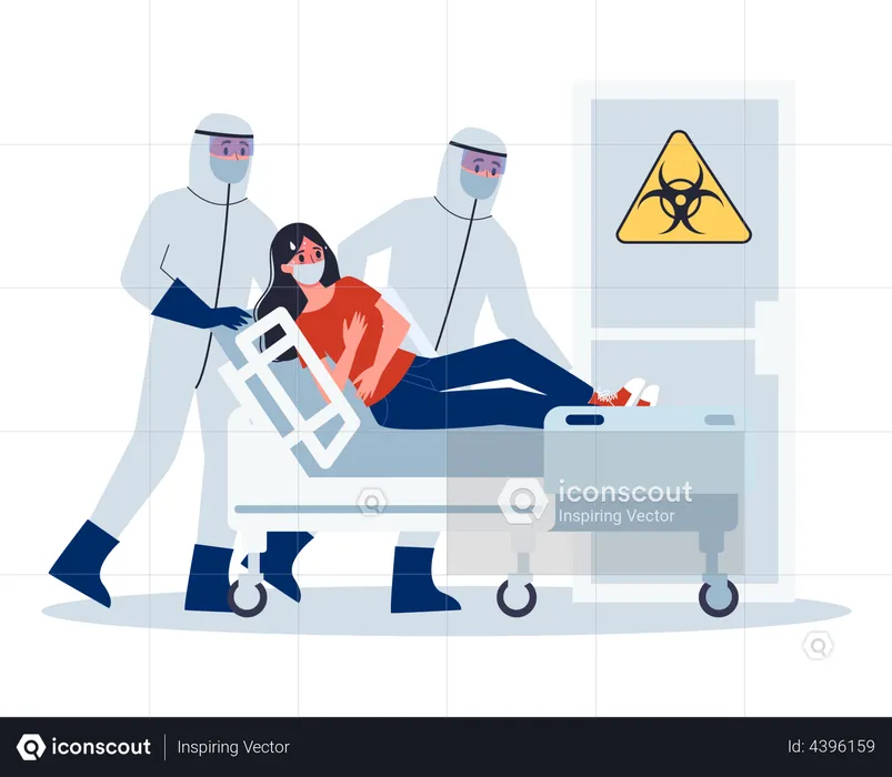 Woman taking woman to emergency covid treatment ward  Illustration