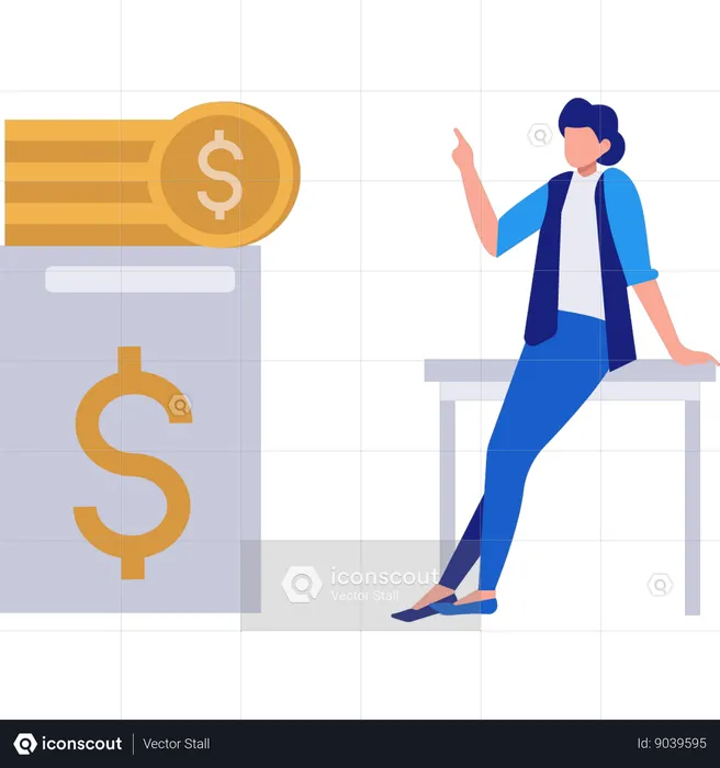Woman Talking About Finance Business Strategy  Illustration