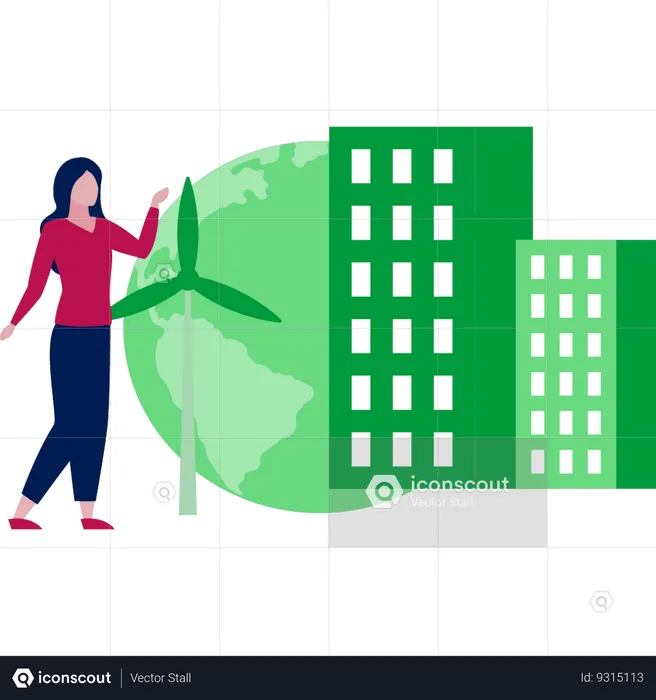 Woman talking about global environment  Illustration