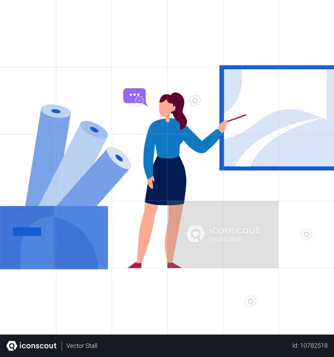 Woman talking about print photo  Illustration
