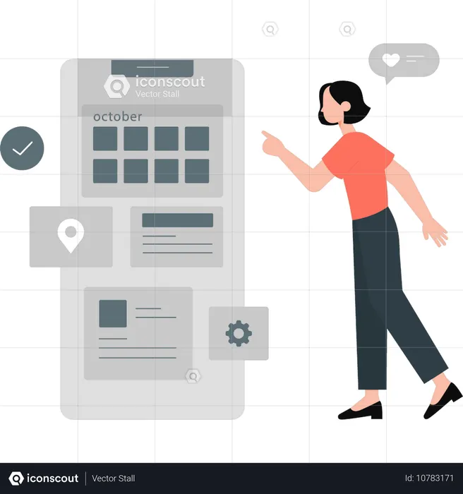 Woman talking about reminder calendar  Illustration