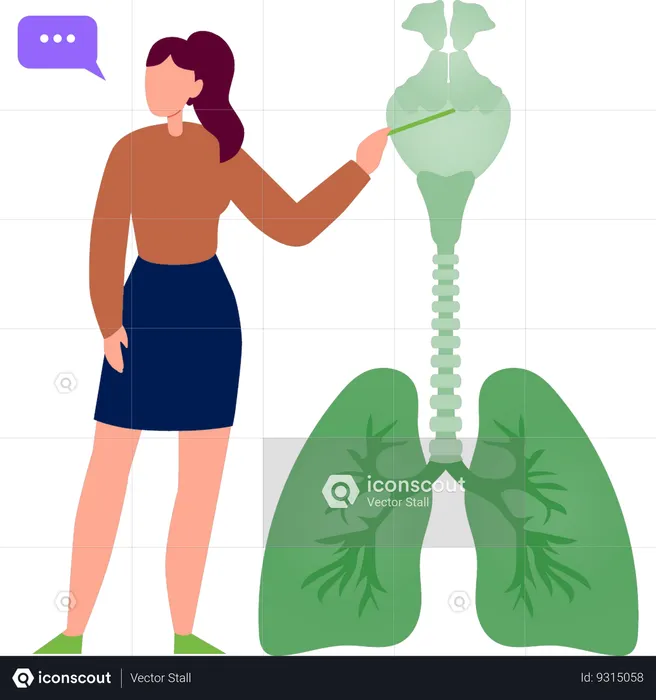 Woman talking about respiratory track  Illustration