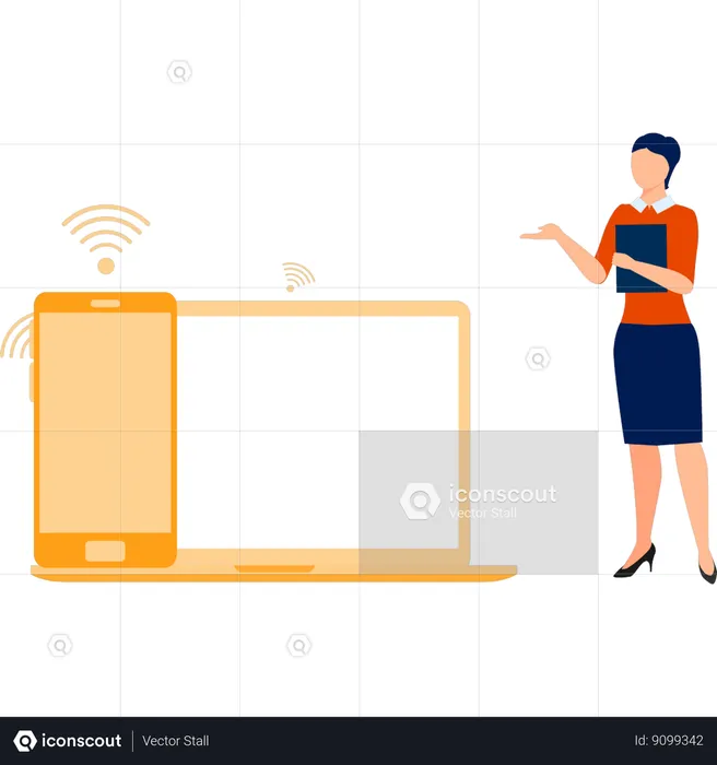 Woman Talking About Sharing Networks  Illustration