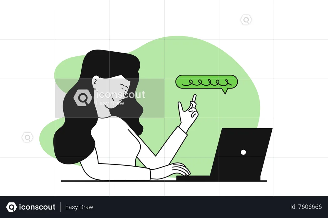 Woman talking on laptop  Illustration