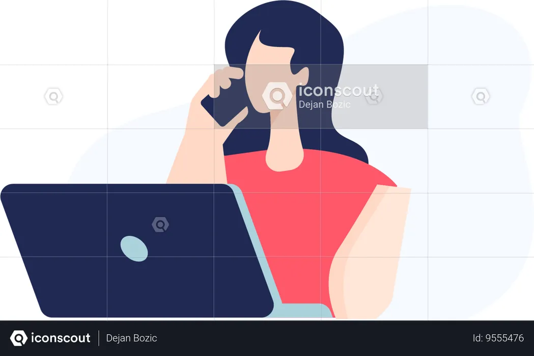 Woman talking on mobile  Illustration