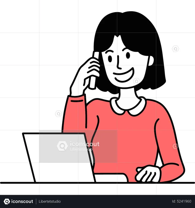 Woman talking on mobile  Illustration