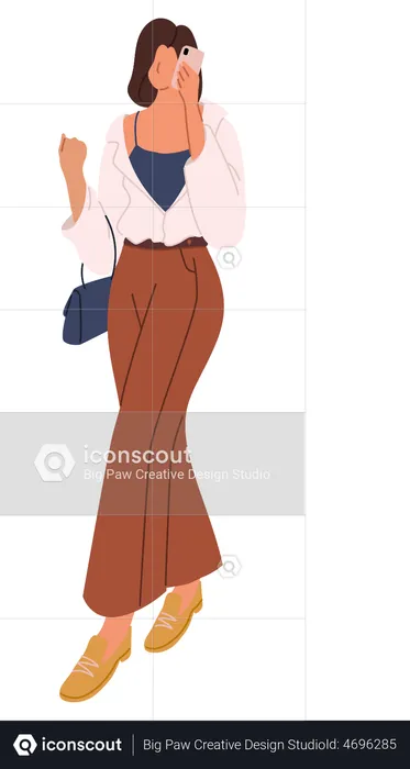 Woman talking on mobile  Illustration