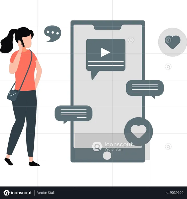 Woman talking on mobile phone  Illustration