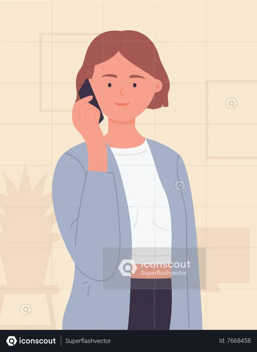 Woman Talking On Phone  Illustration