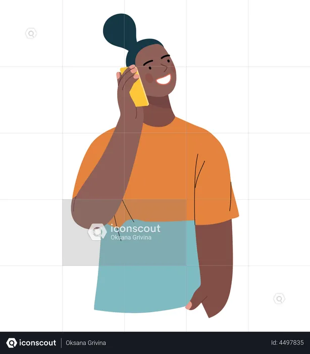 Woman talking on phone  Illustration