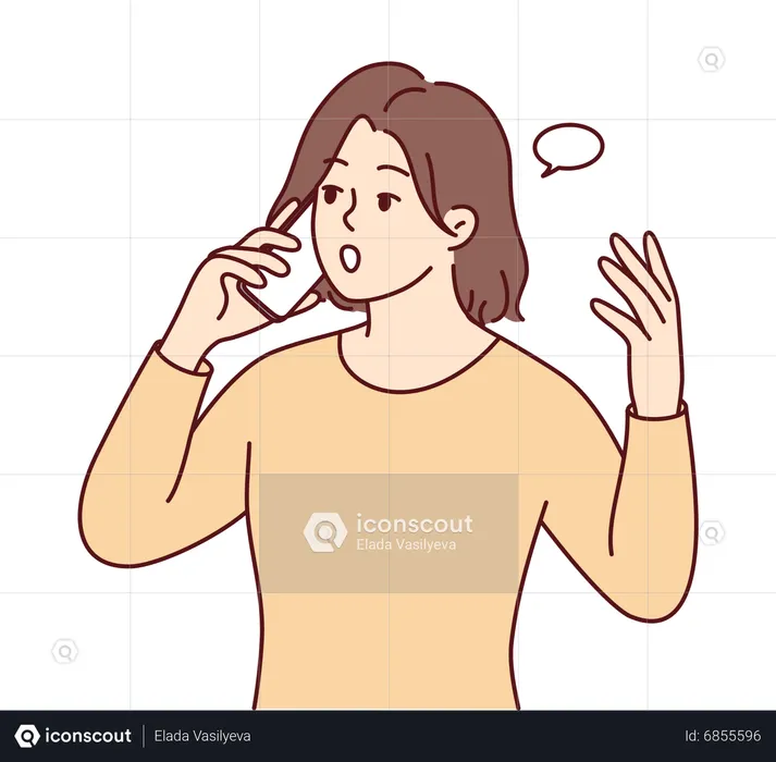 Woman talking on phone  Illustration