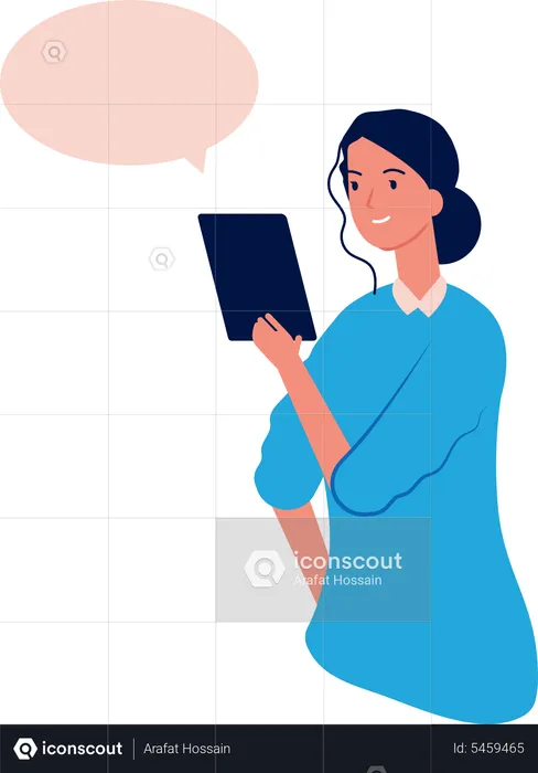 Woman Talking On Smartphone  Illustration