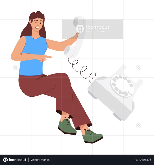 Woman talking on telephone  Illustration