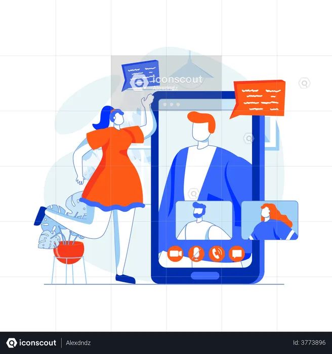 Woman talking over video call  Illustration