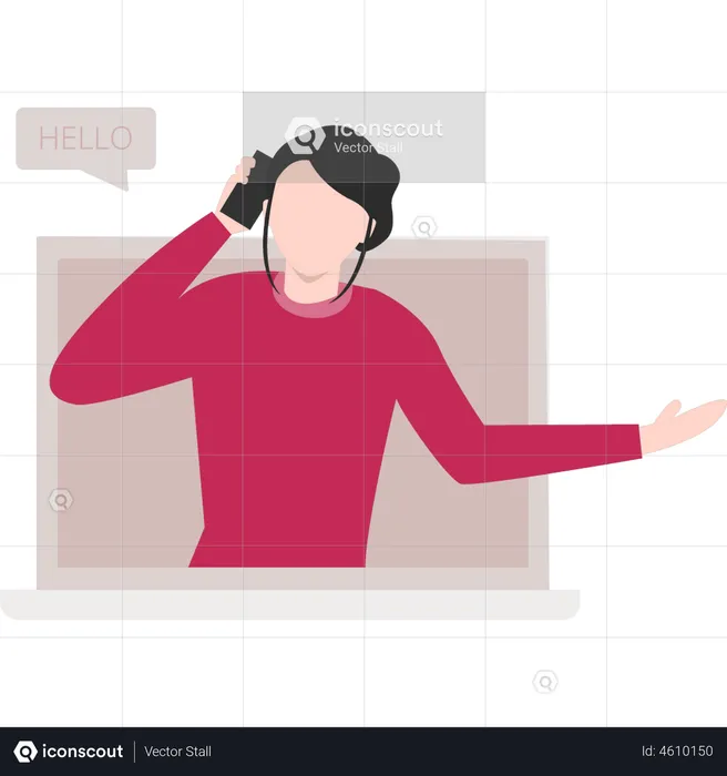 Woman talking to customer service center  Illustration