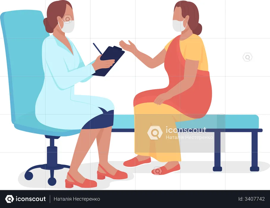 Woman talking to healthcare professional  Illustration