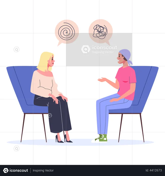 Woman talking to psychologist  Illustration