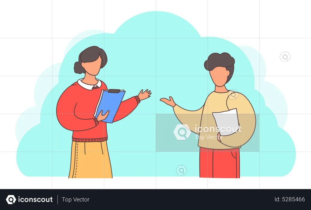 Woman talking with man  Illustration