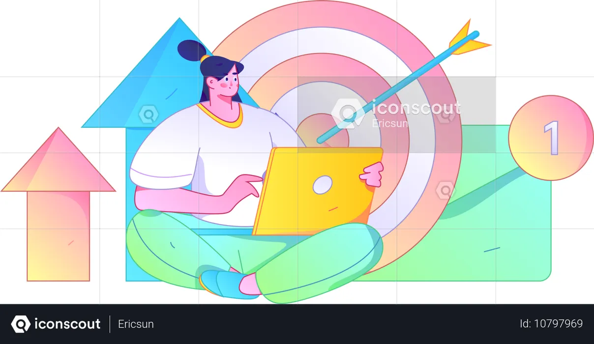 Woman targeting audience for marketing  Illustration