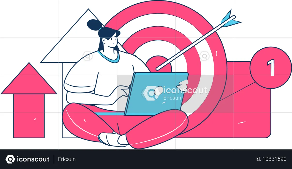 Woman targeting audience for marketing  Illustration