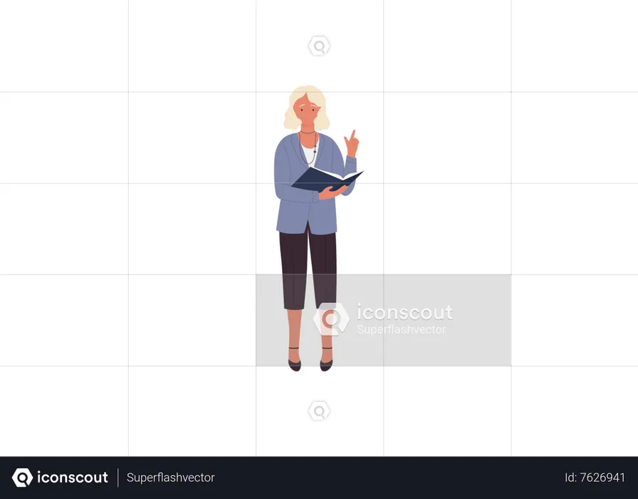 Woman Teacher holding book  Illustration