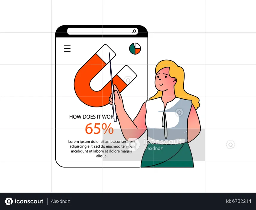 Woman teaching digital marketing  Illustration